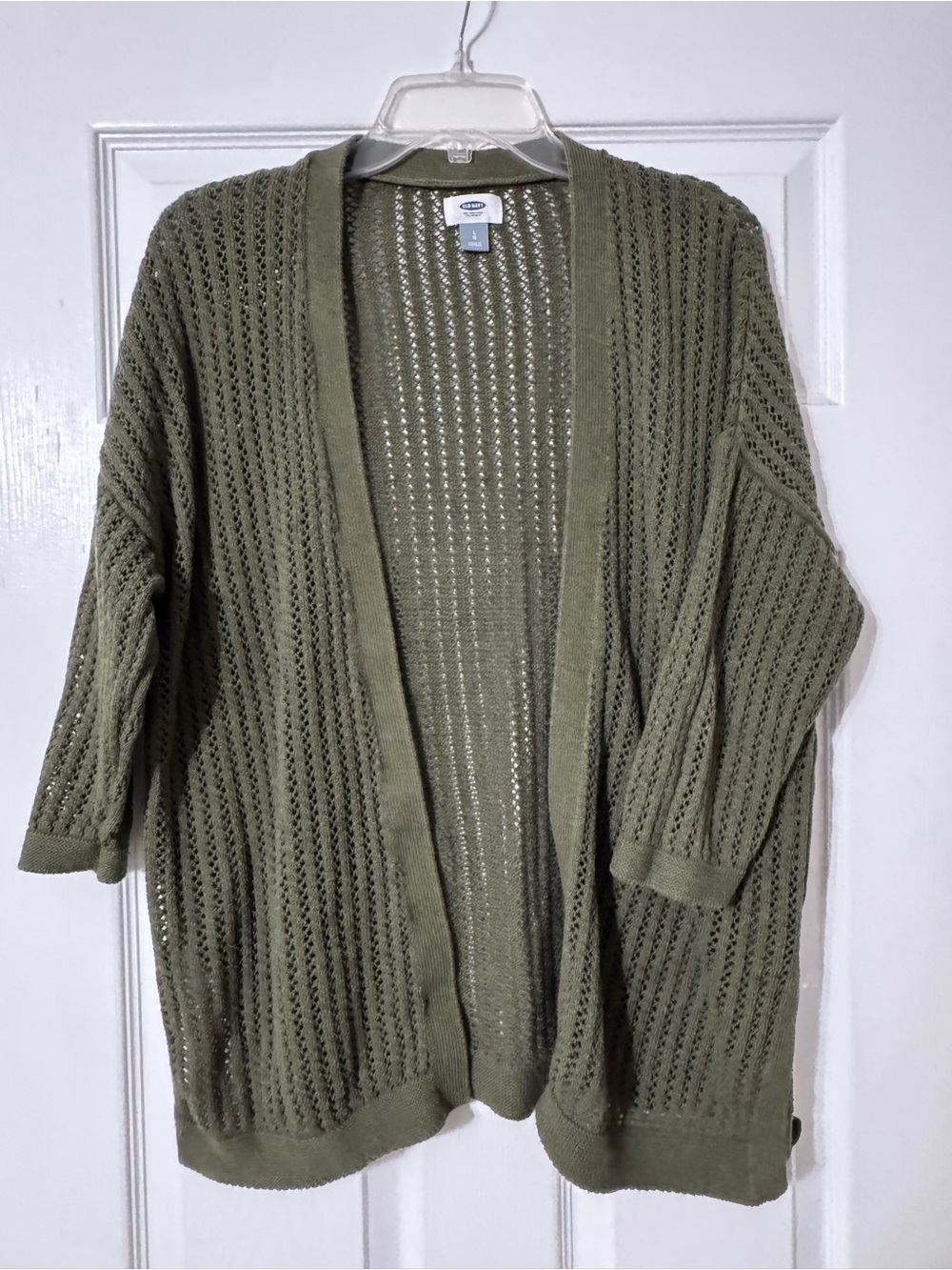 Old Navy Olive Open Front Crochet Cardigan